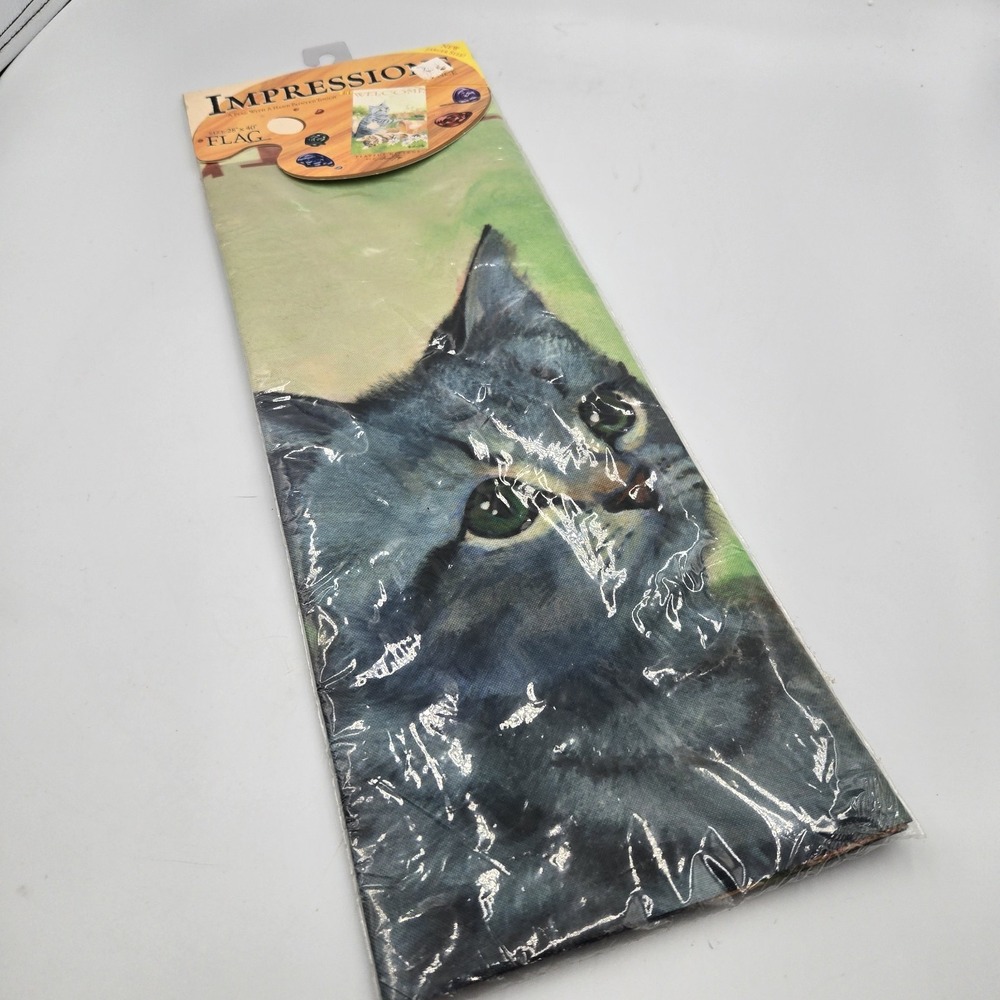 Vtg New Hanging Decor Flag NCE Welcome Playful Kittens 28x40" Cottage Impression